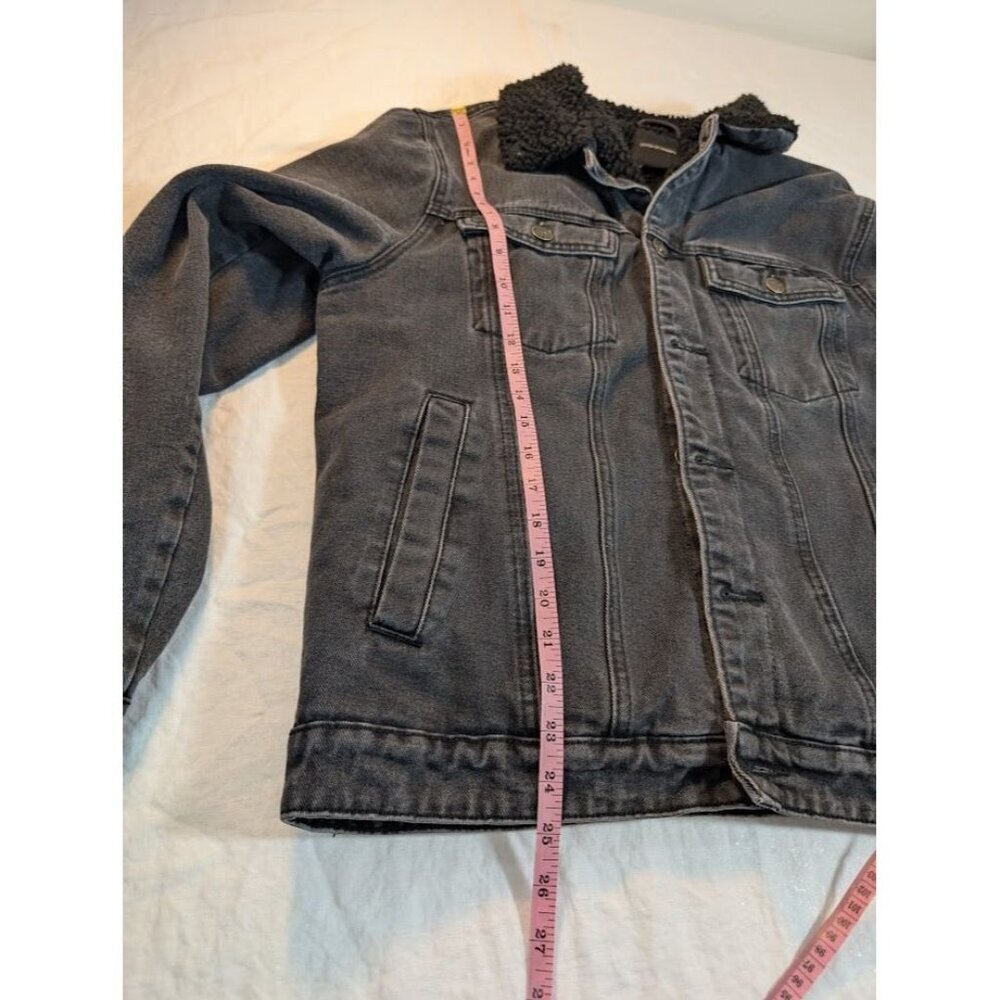 Cotton on garments women's XL black denim jacket black sherpa lined - Picture 7 of 7